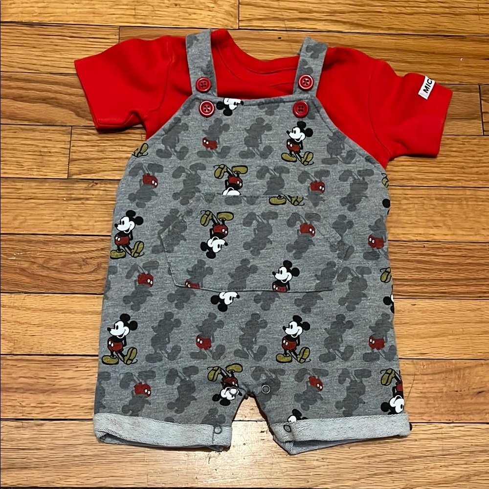 Disney Red and Gray Mickey Mouse Baby Outfit